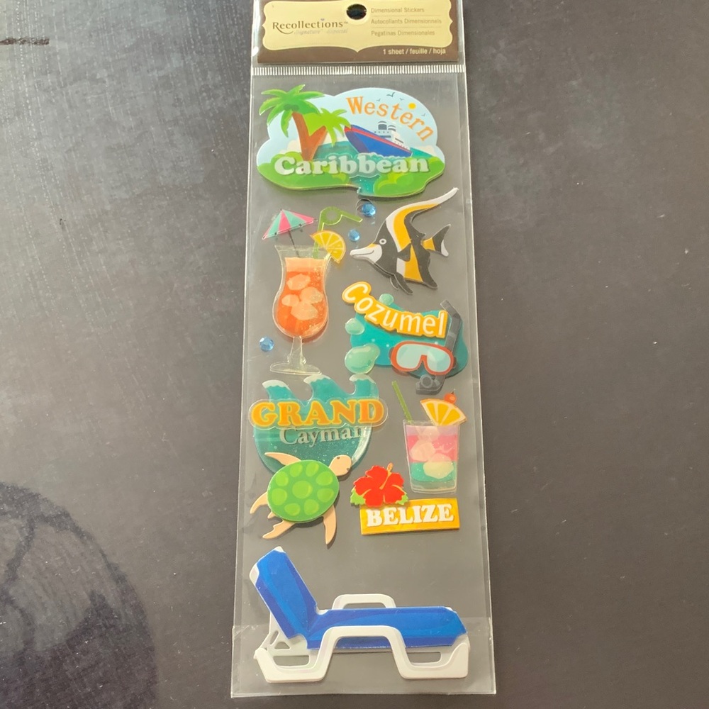 Recollections Tropical Caribbean Stickers with Blue and Green Accents